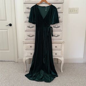 Vici Dark Green Velvet Maxi Dress
